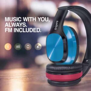 FINGERS Sugar-n-Spice H1 Bluetooth Wireless On-Ear Headset (Multi-Function) -Blue-n-Red