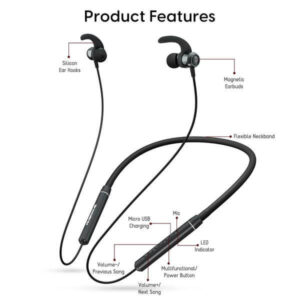 Ambrane Neckband Bassband Lite Bluetooth Earphones (Black)