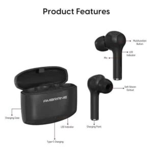 Ambrane NeoBuds 33 True Wireless Earbuds with 15 Hours Total Playtime, High Bass Immersive Sound (Black)