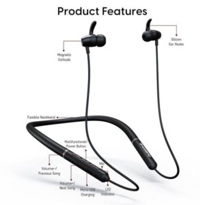 Ambrane Wireless Neckband Bassband Pro Bluetooth, Amazing sound (Black)