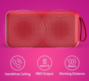 Artis (BT05) Portable Wireless Bluetooth Speaker with TF Card Reader/FM Radio & Hands Free Calling Mic (Red)