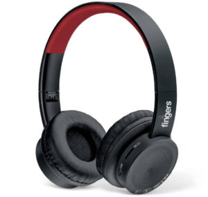 Fingers Rock n Roll H2 Headphone Wireless On-Ear | 10 hours playback time (Multi-Function) (Soft Black + Rich Red)