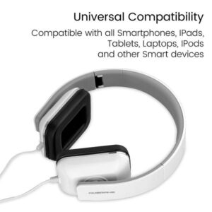 Ambrane HP-21 Wired Headset with Mic (White, Over the Ear)