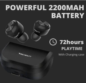 Fire-Boltt Buds BE1000 72 Hours Playtime True Wirless Earbuds, 2200 MAH Battery Earphones Voice Assistance (Black)
