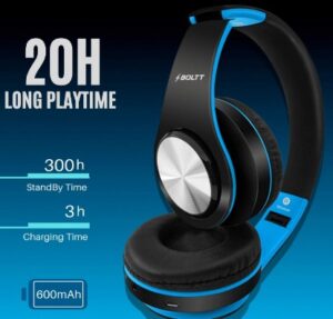 Fire-Boltt Headset Blast 1000 Hi-Fi Stereo Over-Ear Wireless Headphones 20-Hours Playtime(Blue)