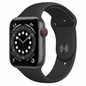 Apple Watch Series 6 (GPS + Cellular, 44mm) Black Case with Black Sport Band Smartwatch