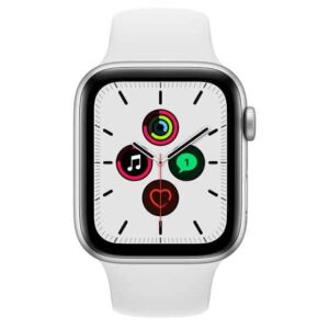 Apple Watch SE (GPS + Cellular, 44mm) Silver Case with White Sport Band Smartwatch