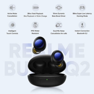 Realme Buds Q2 Earbuds Active Noise Cancellation (ANC) 28 Hours Playtime Extra Long Battery Life Perfect for audio, video, movies and Gaming