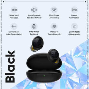 Realme Buds Q2 Neo Earbuds (Black) with Environment Noise Cancellation (ENC) Battery life: 20 hrs | Charging time: 2 hrs, Intelligent Touch Controls
