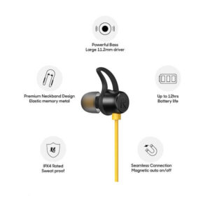 Realme Buds Wireless Neckband (Yellow) in-Ear Bluetooth 5.0, IPX4 Sweatproof Earphone 10 minutes charge 100 minutes of music time,playback time 12 hours