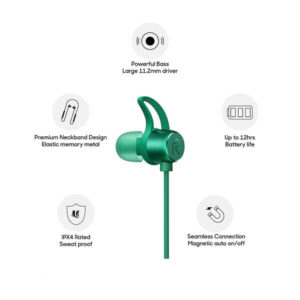 Realme Buds Wireless Neckband in-Ear Bluetooth 5.0, IPX4 Sweatproof Earphone 10 minutes charge 100 minutes of music time,playback time 12 hours