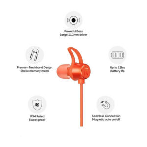 Realme Buds Wireless Neckband (Orange) in-Ear Bluetooth 5.0, IPX4 Sweatproof Earphone 10 minutes charge 100 minutes of music time,playback time 12 hours