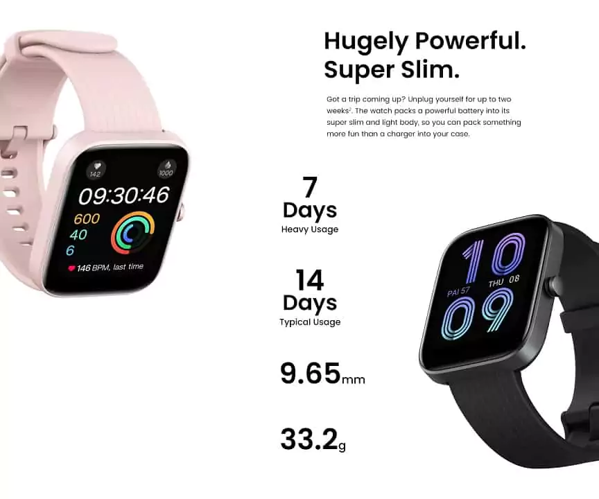 zopic Amazfit Bip 3 Smartwatch with 1.69" Large Color Display, 2 Weeks Battery Life, 5 ATM Water-Resistance, Cricket Data Monitoring, 60 Sports Modes, Super Slim & Light Body zopic