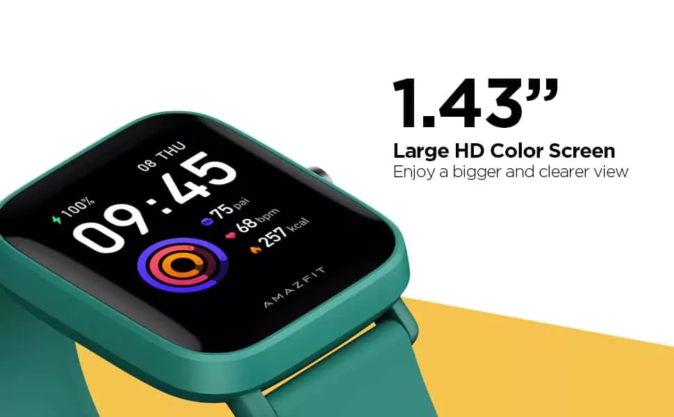zopic Amazfit Bip U PRO Smartwatch with SpO2, High-precision GPS, Built-in Alexa, Sleep, Stress Monitor, 1.43"(36cm), 9 Day Battery Life, Charging Time 2 Hours | zopic