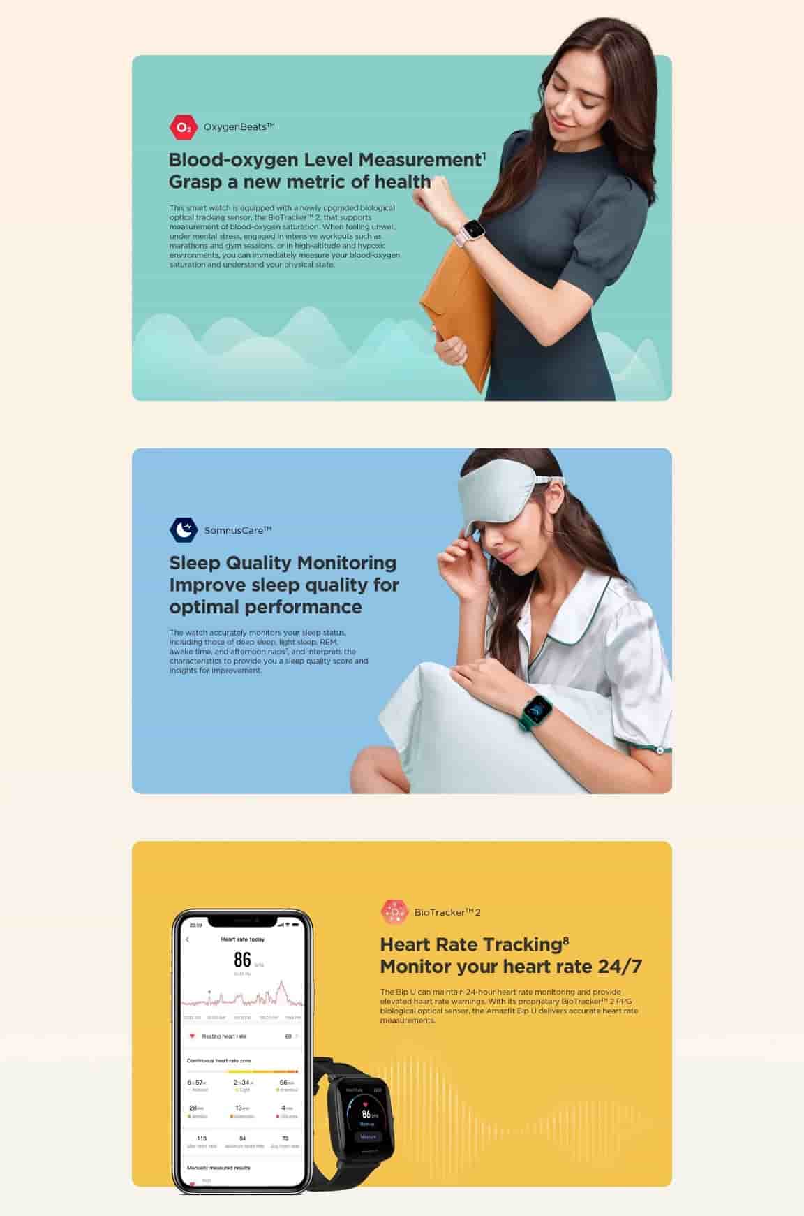 Amazfit Bip U Smart Watch, SpO2 & Stress Monitor, 3.63 (1.43"(3.6cm)) HD Color Display, 60+ Sports Modes, Breathing Training, 50+ Watch Faces zopic
