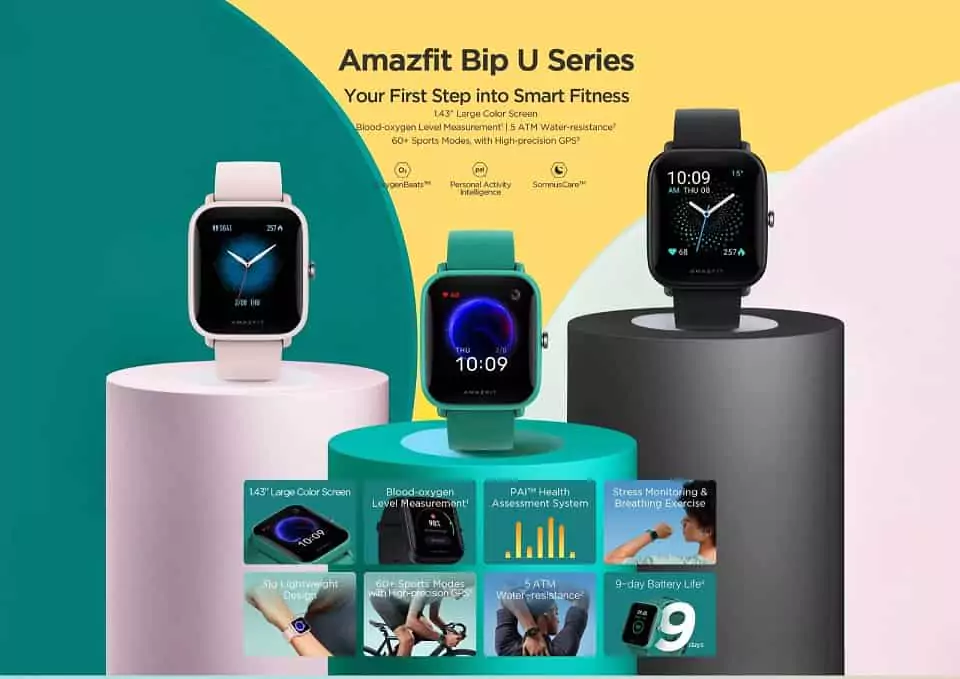 Amazfit Bip U Smart Watch, SpO2 & Stress Monitor, 3.63 (1.43"(3.6cm)) HD Color Display, 60+ Sports Modes, Breathing Training, 50+ Watch Faces zopic