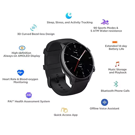 zopic Amazfit GTR 2 Smartwatch 1.39" AMOLED Display, Built-in GPS, Bluetooth Phone Calls, 3GB Music Storage, 14-Day Battery Life, 90 Sports Modes (Sport Edition) | zopic