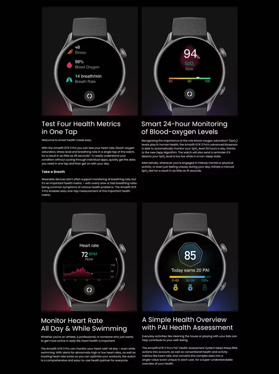 Amazfit GTR 3 Pro Smartwatch with Bluetooth Phone Calls, GPS, WiFi, 12-Day Battery Life, 150 Sports Modes, 1.45”AMOLED Display, Blood Oxygen Heart Rate Tracking | zopic