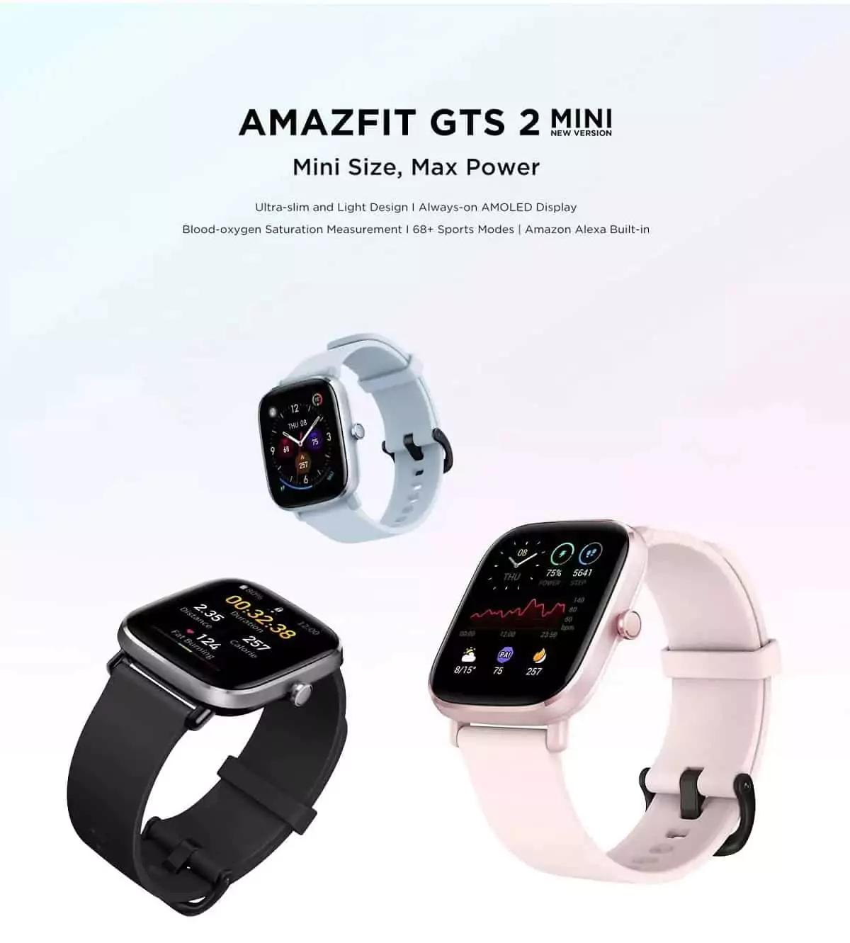 zopic Amazfit GTS2 Mini Smartwatch (New Version) with Always-on AMOLED Display, SpO2, 14 Days Battery Life, 68 Sports Modes, GPS, HR, Sleep & Stress Monitoring | zopic
