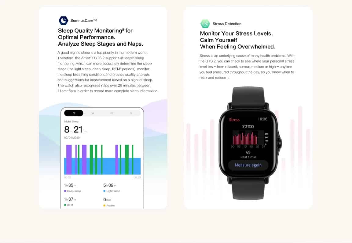 zopic Amazfit GTS 2 Smartwatch, 1.65" AMOLED Display, Built-in Alexa, Built-in GPS, SpO2 & Stress Monitor, Bluetooth Phone Calls, 3GB Music Storage, 90 Sports Modes | zopic