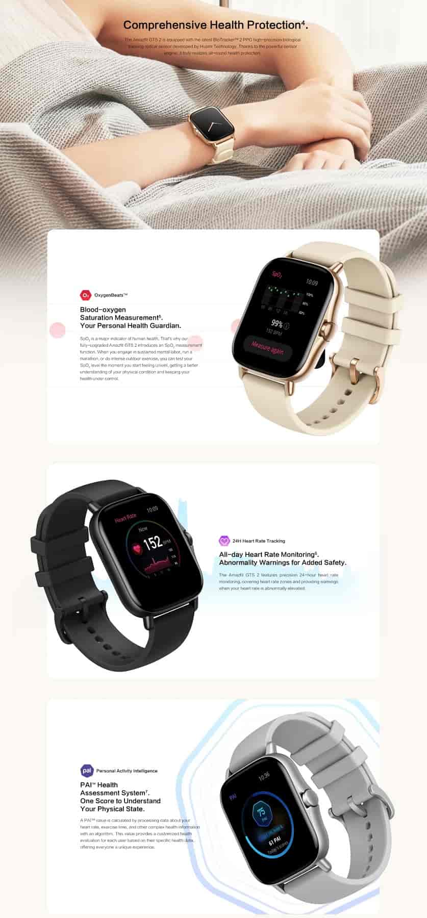 zopic Amazfit GTS 2 Smartwatch, 1.65" AMOLED Display, Built-in Alexa, Built-in GPS, SpO2 & Stress Monitor, Bluetooth Phone Calls, 3GB Music Storage, 90 Sports Modes | zopic