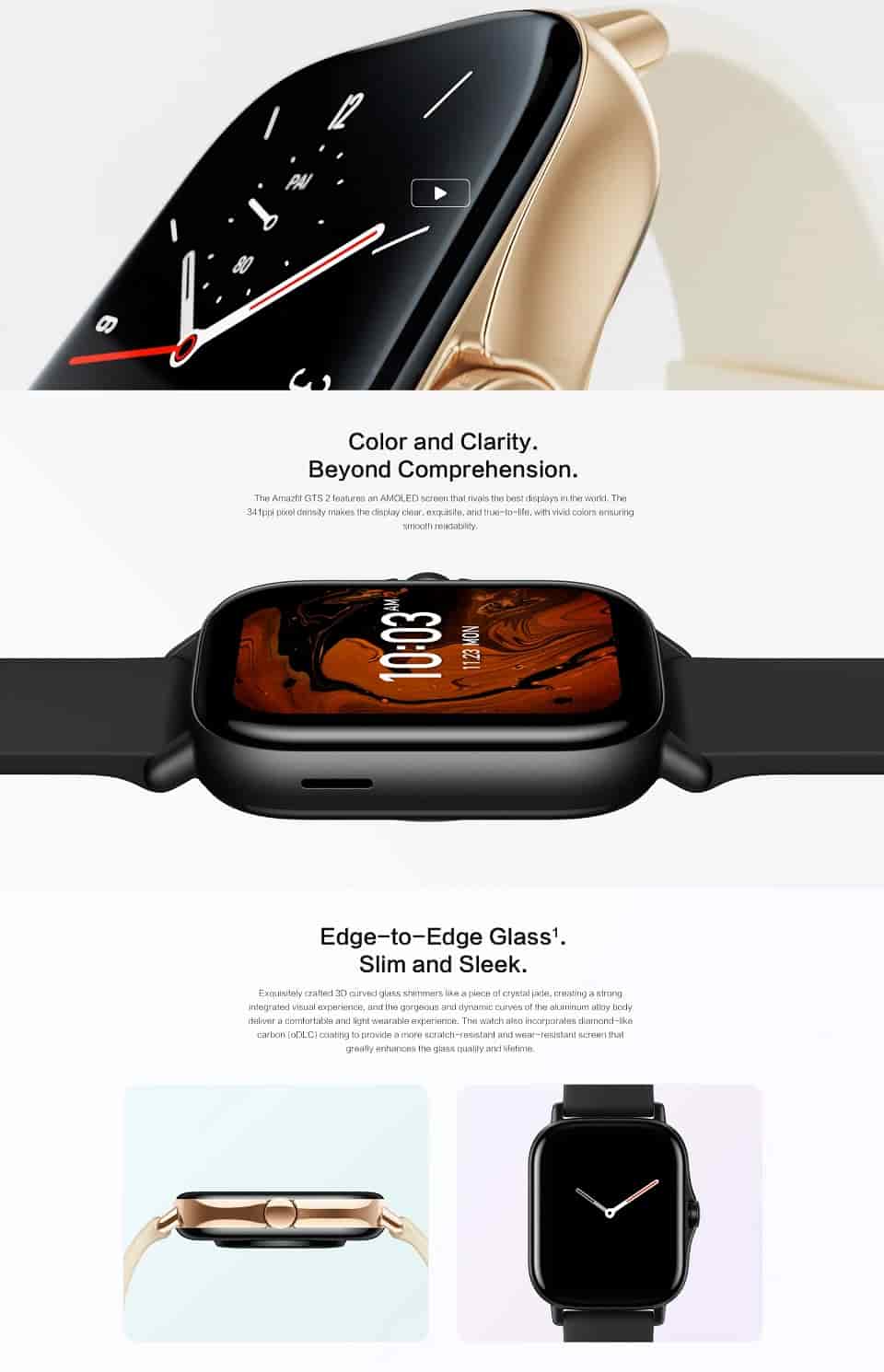 zopic Amazfit GTS 2 Smartwatch, 1.65" AMOLED Display, Built-in Alexa, Built-in GPS, SpO2 & Stress Monitor, Bluetooth Phone Calls, 3GB Music Storage, 90 Sports Modes | zopic