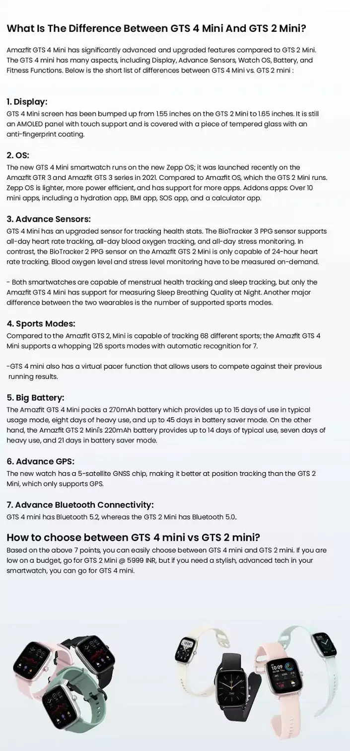 Amazfit GTS 4 Mini Smartwatch Fitness Tracker with 24H Heart Rate Blood Oxygen Monitor, 5 Satellite Positioning, 120+ Sports Modes, 15-day Battery Life, 5 ATM Waterproof | zopic