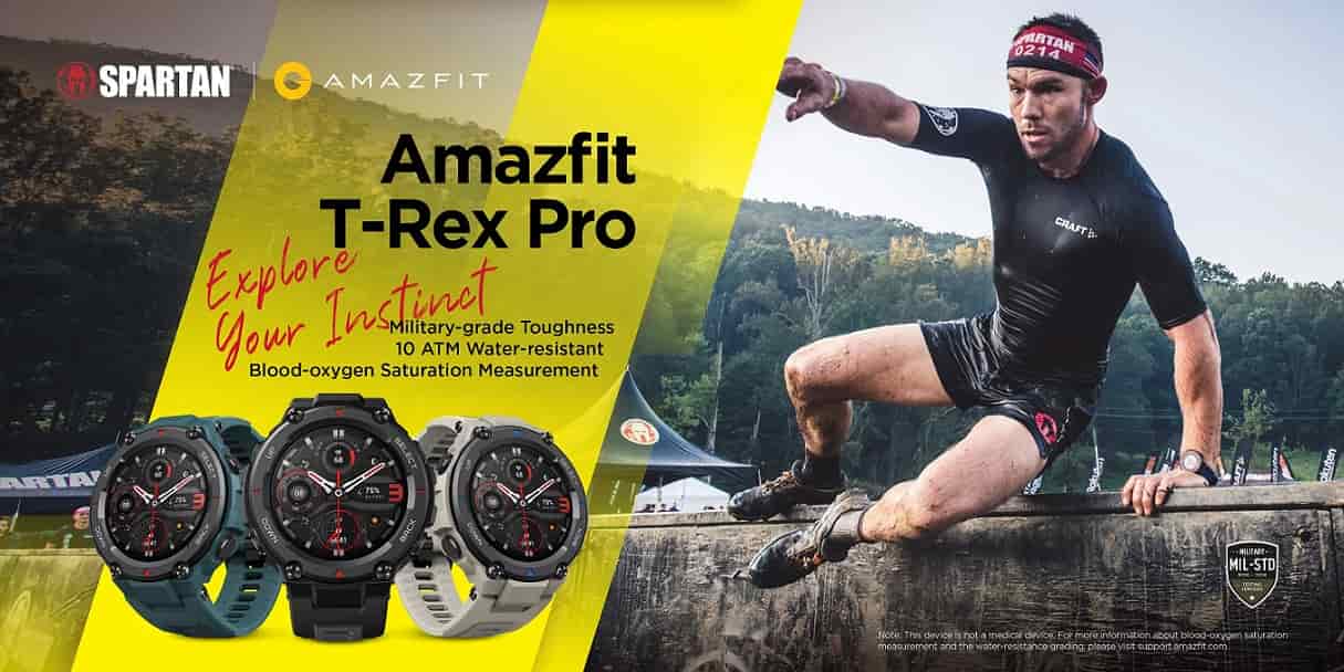 zopic Amazfit T-Rex Pro Smartwatch Fitness Watch with SpO2, Heart Rate, Sleep Monitor, Sports Watch with Over 100 Sports Modes, 10 ATM Waterproof, 18 Day Battery Life, GPS | zopic