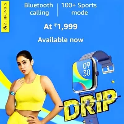 zopic zebronics drip smartwatch jahnavi kapoor blue black color 1999 best price bluetooth calling