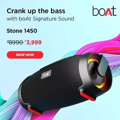 zopic boat stone 1450 speaker bluetooth best bass black color best price