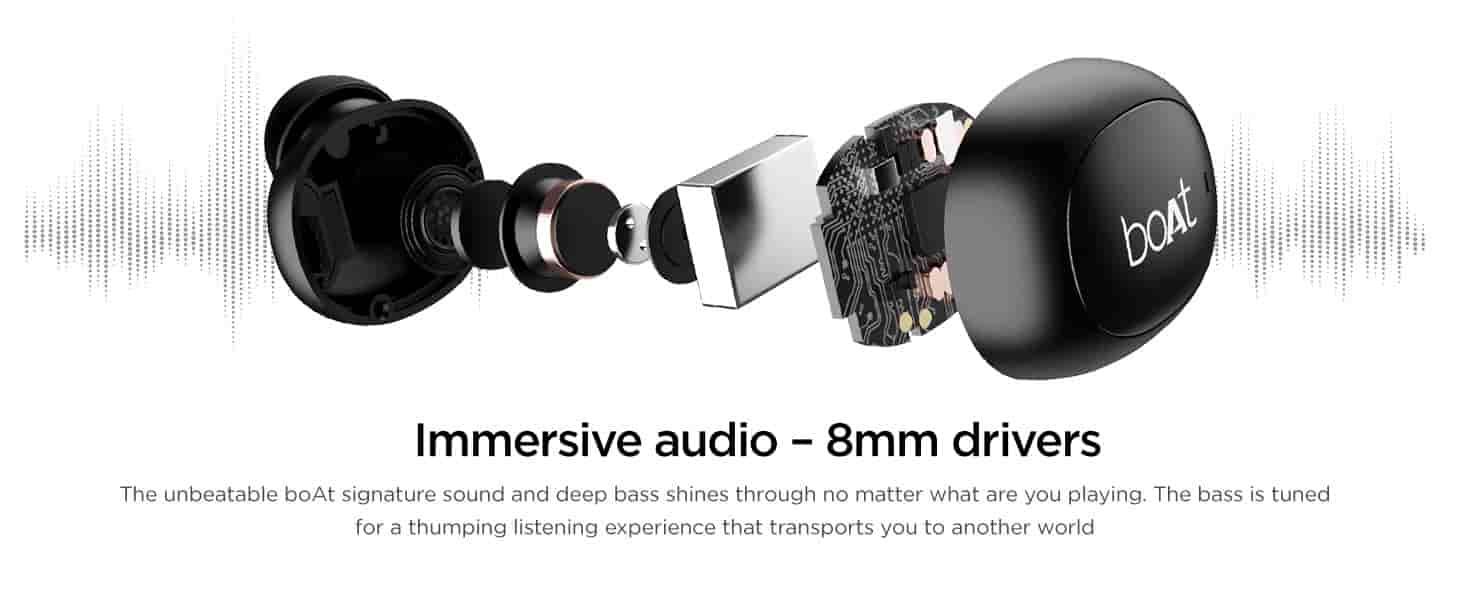 zopic Boat Airdopes 121V2 Bluetooth Truly Wireless in Ear Earbuds with Mic with Upto 14 Hours Playback, Lightweight 8Mm Drivers, Led Indicators and Multifunction Controls earphones