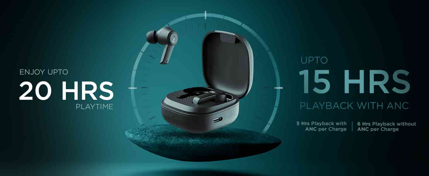 zopic boAt Newly Launched Airdopes 413ANC True Wireless Earbuds with Hybrid ANC, 2*Mics ENx™ Tech, boAt Signature Sound, Touch Gesture, 20 Hours Playback, ASAP™ Charge & Ambient Mode zopic earphones