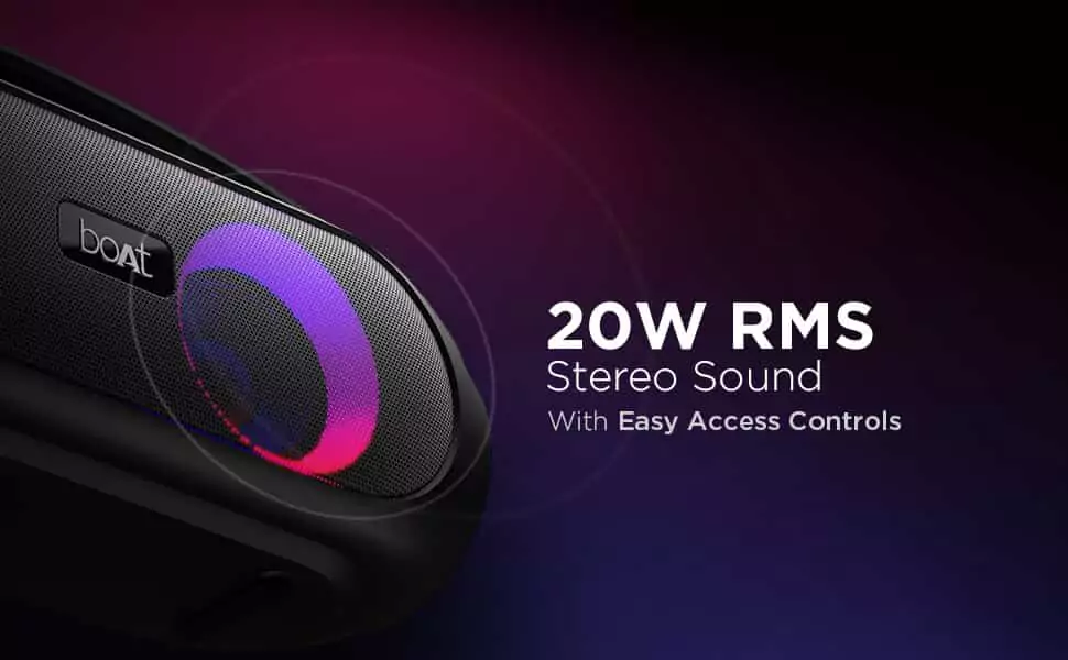 zopic Boat Party pal 50 Speaker Dynamic RGB LEDs to Set The Vibe, Charging Time 4.5 Hours, IPX5 Water Resistant, 20W Bluetooth, Standby Time 6 Month, Battery 3000 mAh | zopic