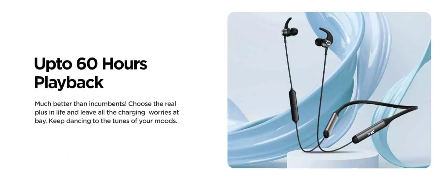boAt Rockerz 330 Pro Bluetooth Neckband Earphones with 60HRS Playtime, ASAP™ Charge, ENx™ Tech, boAt Signature Sound, BT v5.2, Dual Pairing, IPX5 | zopic