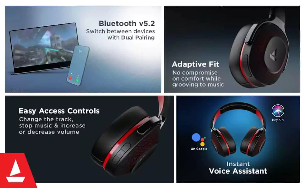 Boat Rockerz 425 Bluetooth Wireless Over Ear Headphones with Mic and Boat Signature Sound, Beast Mode for Gaming, Enx Tech, ASAP Charge, 25H Playtime, Bluetooth V5.2 | zopic