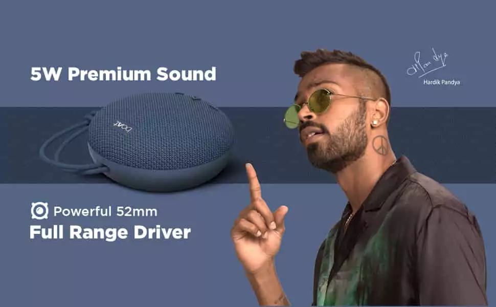 zopic boAt Stone 190 5 Watt Truly Wireless Bluetooth Portable Speaker, IPX7 Water and Dust Resistance, Charging Time 1.5 Hours, 4 Hours of Playtime, 52mm dynamic driver | zopic