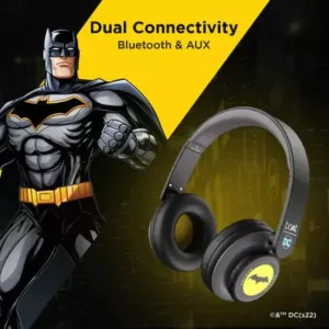 boAt Rockerz 450 Batman DC Edition, Bluetooth Headphones, Battery 300 mAh, Standby Time 400 hours, Playback Time 15 hours, (Knight Black)