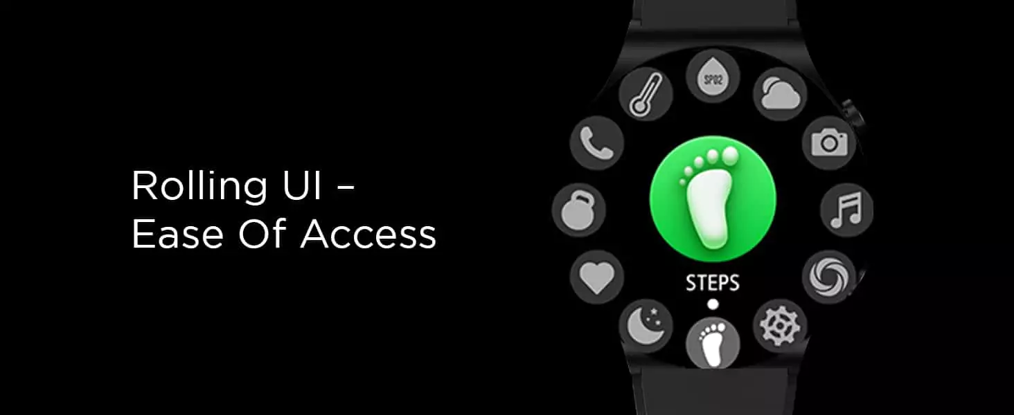 zopic Fire-Boltt 360 Pro smartwatch Bluetooth Calling, Local Music and TWS Pairing, 360*360 Display with Rolling UI & Dual Button Technology, Spo2, HeartRate & Temperature