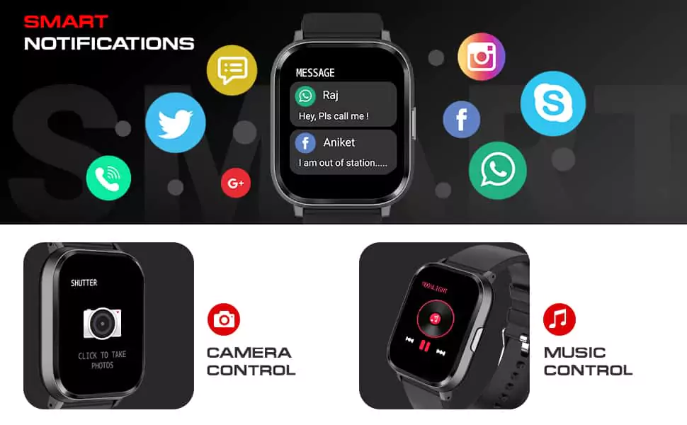 zopic Fire-Boltt Ninja 2 Max 1.5" Full Touch Display, SpO2, Heart Rate, 20 Sports Mode & Sleep Monitor, Gesture,Camera & Music Control, IP68 Dust & Sweat Resistance