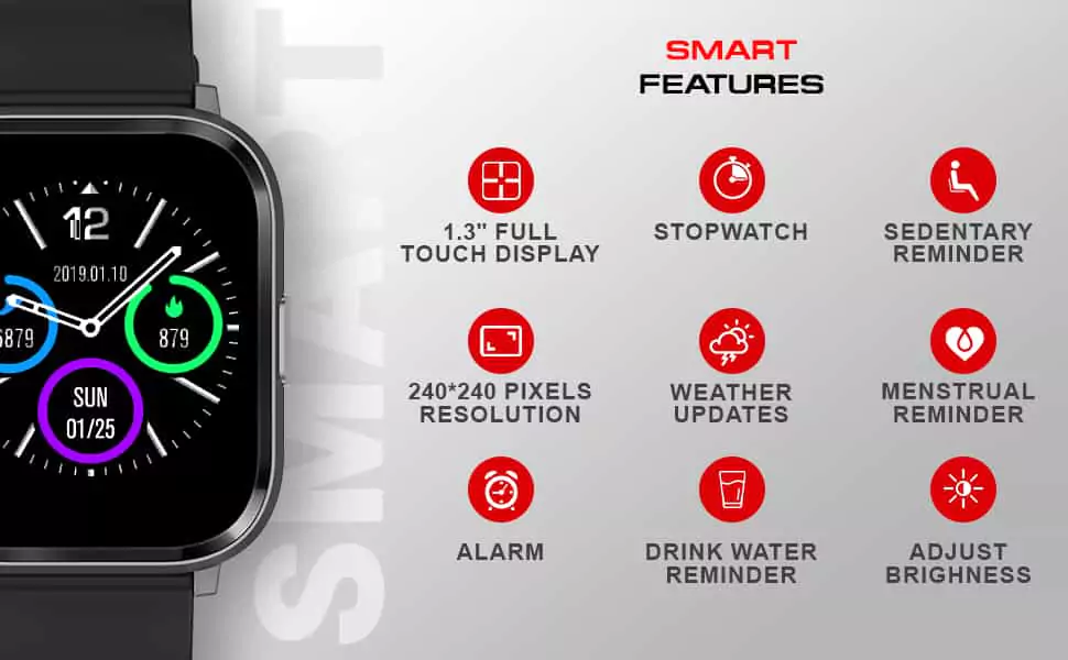 zopic Fire-Boltt Ninja 2 SpO2 Full Touch Smartwatch with 30 Workout Modes, Heart Rate Tracking, and 100+ Cloud Watch Faces, 7 Days of extensive Battery