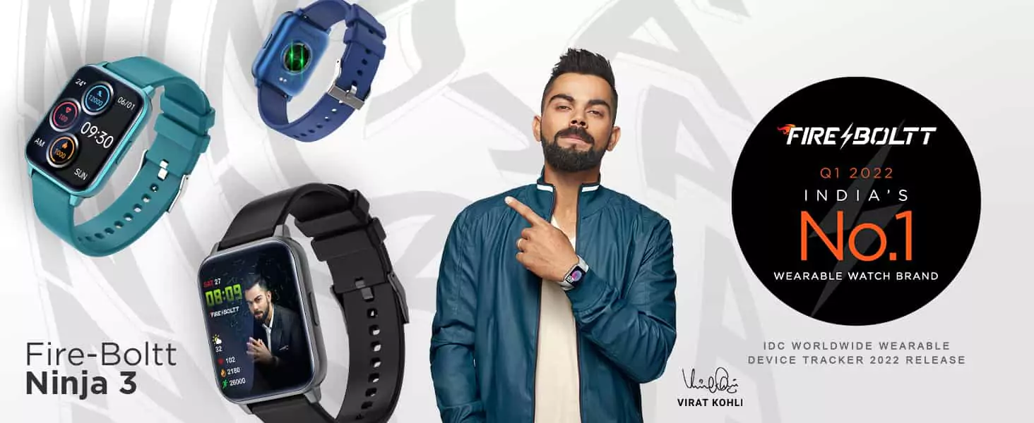 Fire-Boltt Ninja 3 Smartwatch Full Touch 1.69” & 60 Sports Modes with IP68, Sp02 Tracking, Over 100 Cloud based watch faces, Free Size | zopic