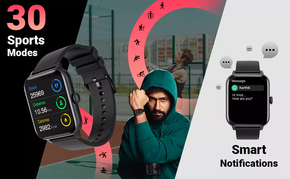 zopic Fire-Boltt Ninja Calling 1.69"(42.9cm) Full Touch Bluetooth Calling Smartwatch with 30 Sports Mode, SpO2, Heart Rate Monitoring & AI Voice Assistant, Free Size