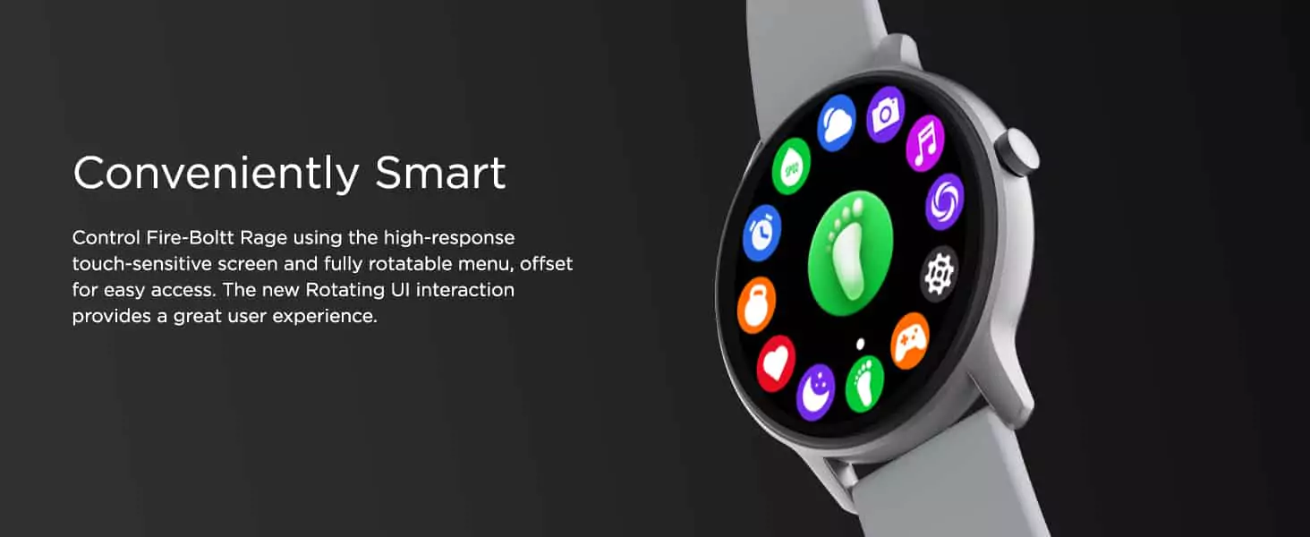zopic Fire-Boltt Rage Smartwatch Full Touch 1.28” Display & 60 Sports Modes with IP68 Rating, Sp02 Tracking, Over 100 Cloud Based Watch Faces, Free Size