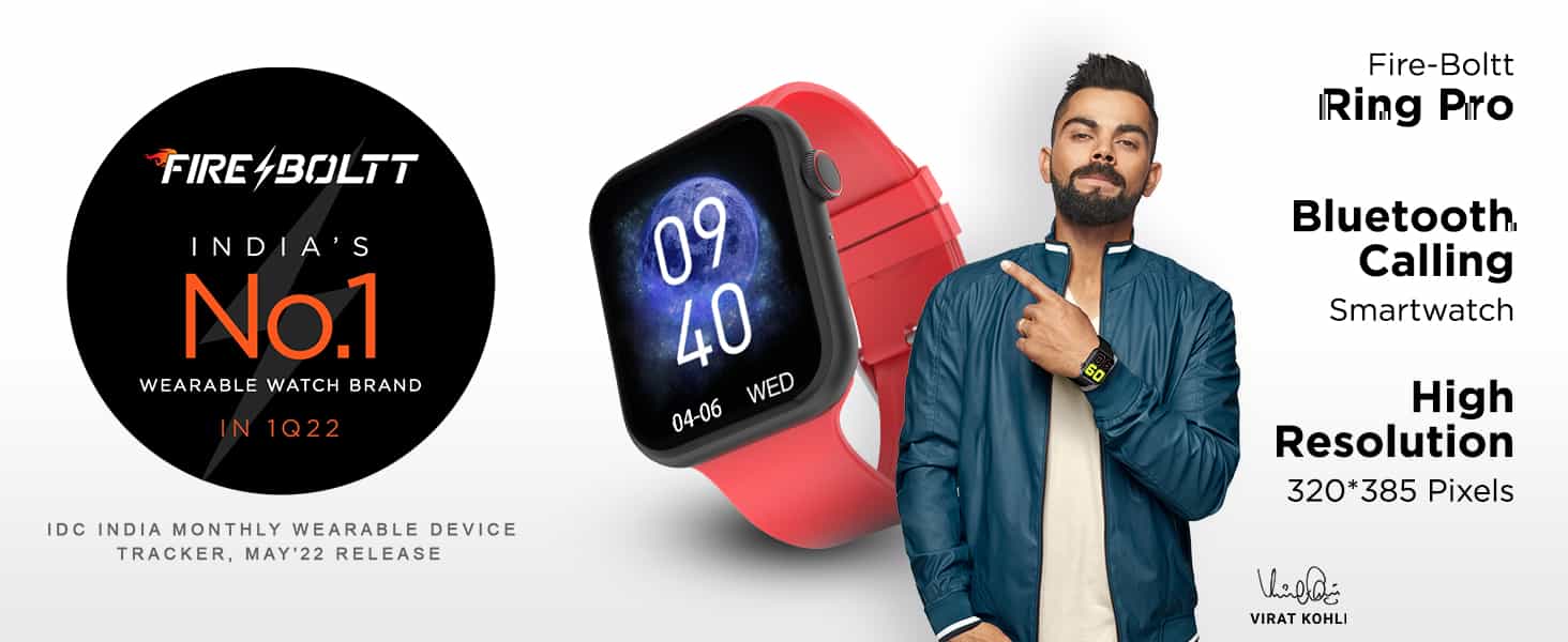 zopic Fire-Boltt Ring Pro Bluetooth Calling smartwatch , 1.75” 320*385px High Res, IP68 & SpO2 Monitoring, Pin Code Locking & Split Screen Access, Built in Mic & Speaker for HD Calls, Silver Grey, Free Size