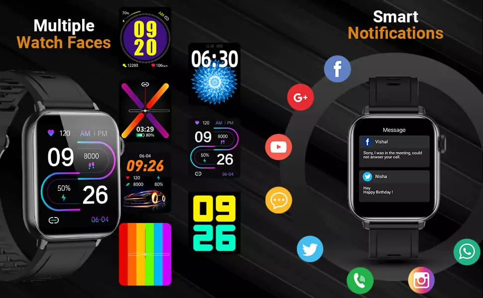 zopic Fire-Boltt Supreme Smart Watch SPO2, BP, Heart Rate, 1.79 inch HD Full Touch Industry Largest Screen, 3ATM Waterproof