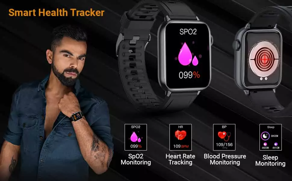 zopic Fire-Boltt Supreme Smart Watch SPO2, BP, Heart Rate, 1.79 inch HD Full Touch Industry Largest Screen, 3ATM Waterproof