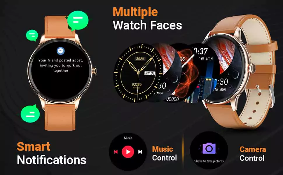 zopic Fire-Boltt Terra AMOLED Always ON 390*390 Pixel Full Touch Screen, Spo2 & Heart Rate Monitoring Smartwatch with Custom Widget Shortcuts - Brown, Large (BSW019)