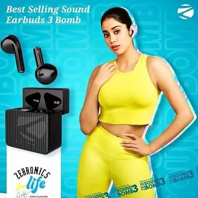 zopic zebronics 3 bomb best selling sound jahnavi kapoor black color earbuds zopic