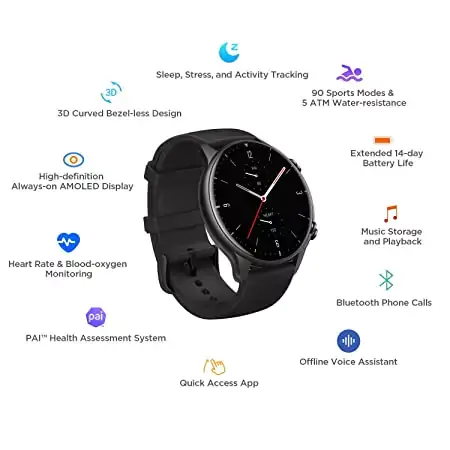 Amazfit GTR 2 (New Version) Smartwatch with 1.39-inch HD AMOLED Screen covered in 2.5D Glass, Bluetooth Phone Calls, 3GB Music Storage, 11 Days Battery Life | zopic
