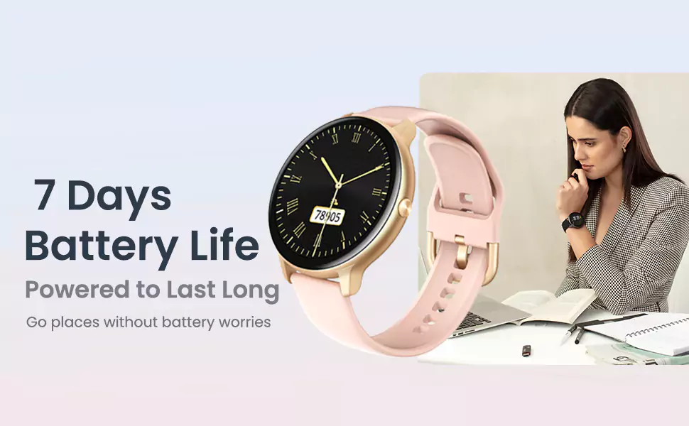 Ambrane Sphere Smartwatch Brightness Lucid Display, 7 Days Battery, SpO2, 24*7 Heart Monitoring, Steps, Calories, 17 Sports Mode, IP68 Resistant | zopic